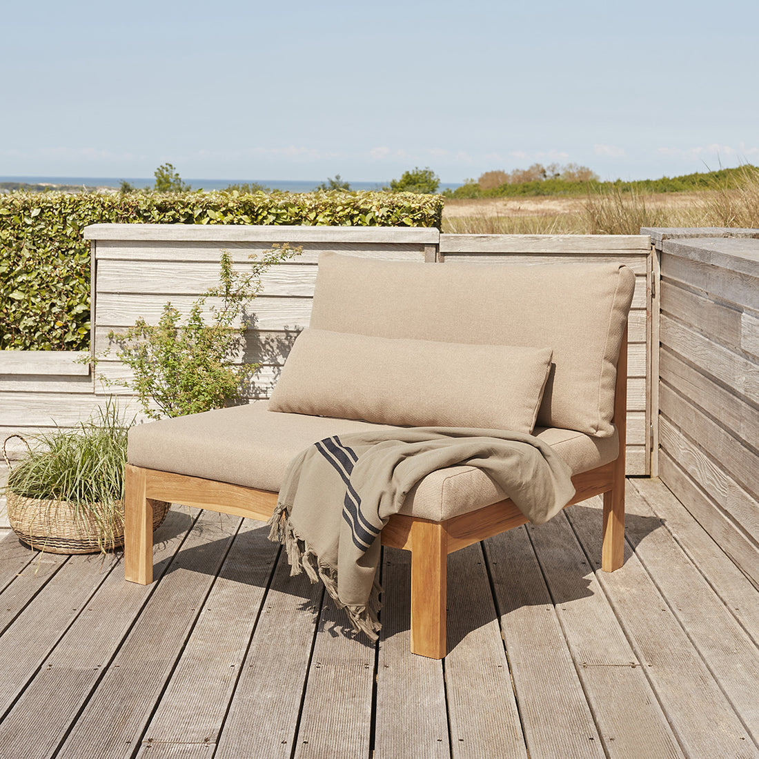 PALMA - Fauteuil de jardin en teck massif taupe