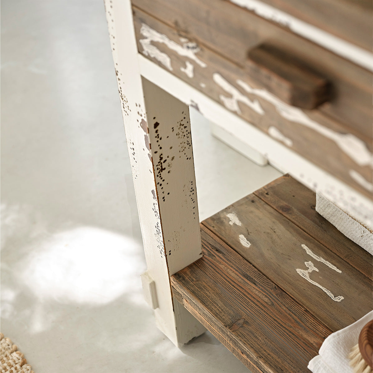 SEZANNE - Meuble sous vasque en bois recyclé massif 80 cm