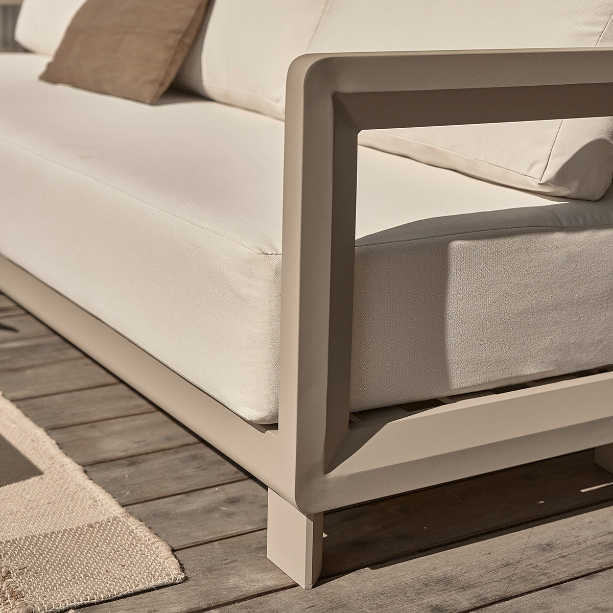 CALIZA - Salon de jardin bas en aluminium taupe 5 pers.