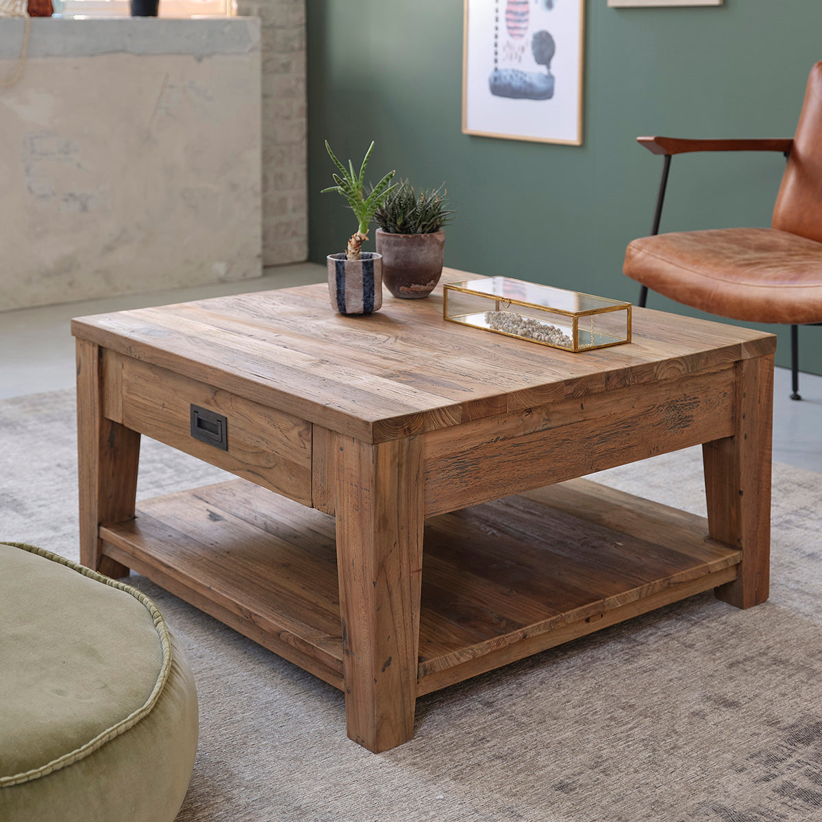 CARGO - Table basse en teck massif recyclé 80 cm