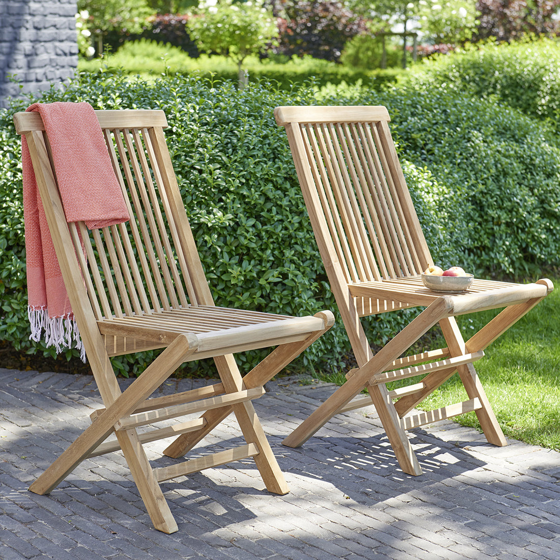 MIDLAND - Chaise de jardin en teck massif pliante (lot de 2)