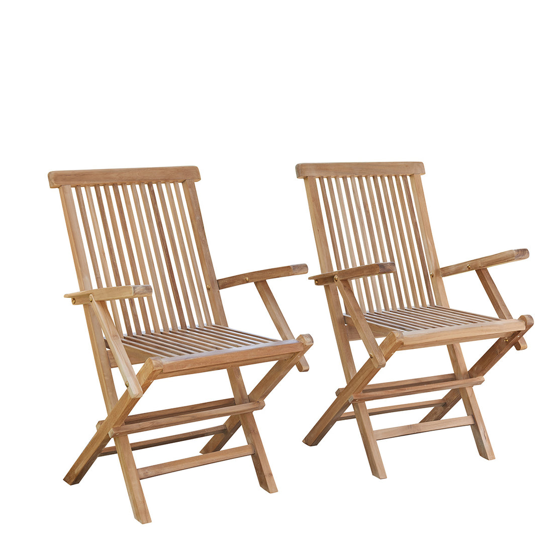 MIDLAND - Fauteuil de jardin en teck massif pliant (lot de 2)