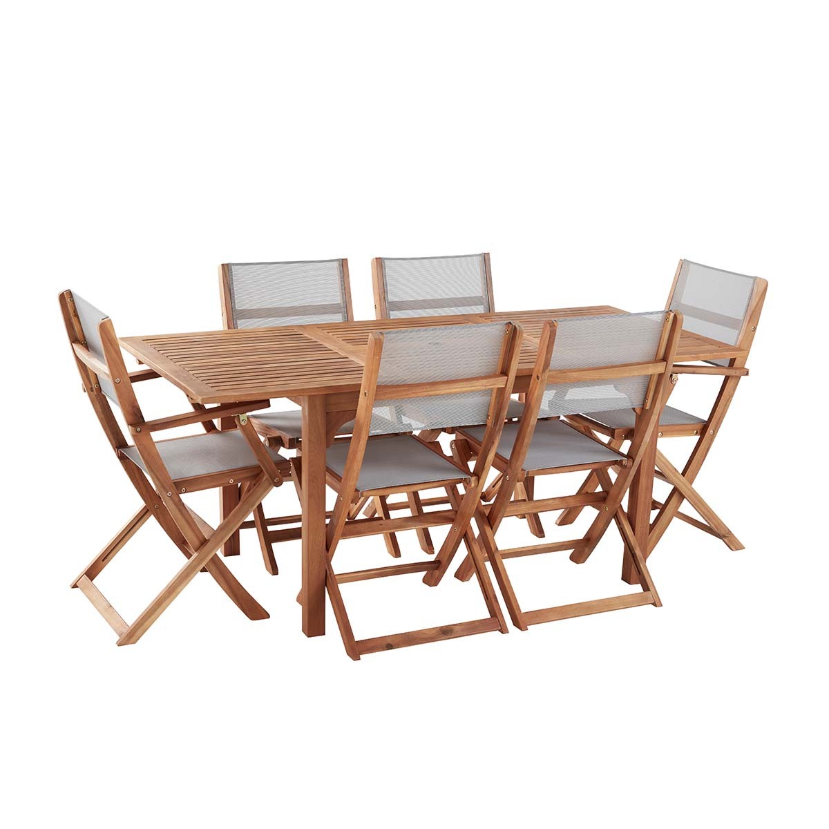 HANOÏ - Salon de jardin en acacia extensible 6 pers.