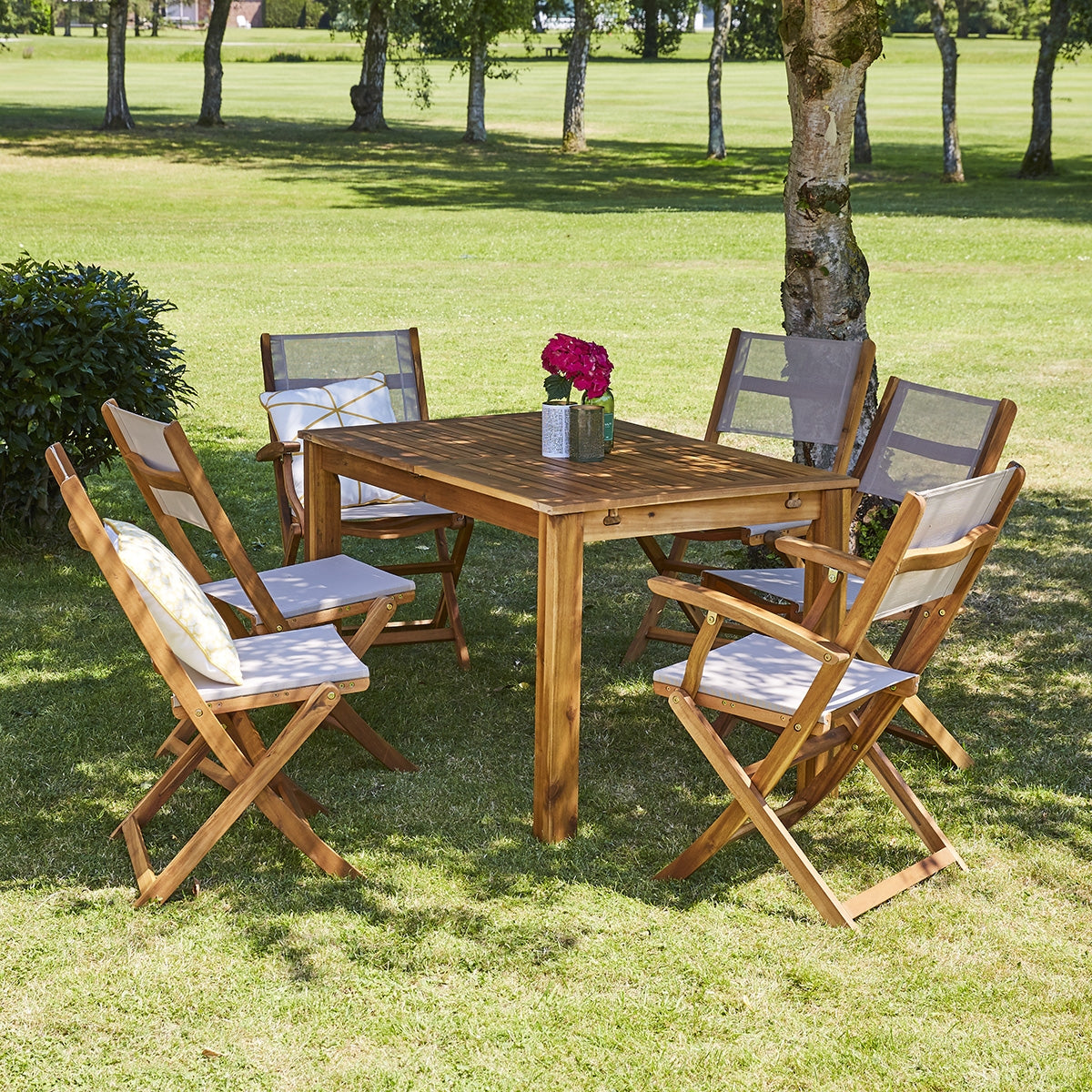 HANOÏ - Salon de jardin en acacia extensible 6 pers.