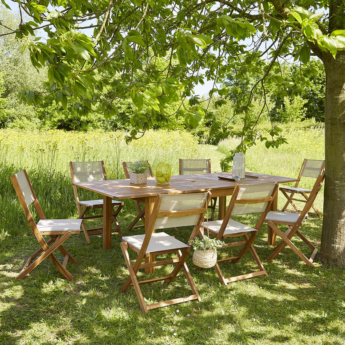 HANOÏ - Table de jardin en acacia massif FSC® extensible 8/10 pers.