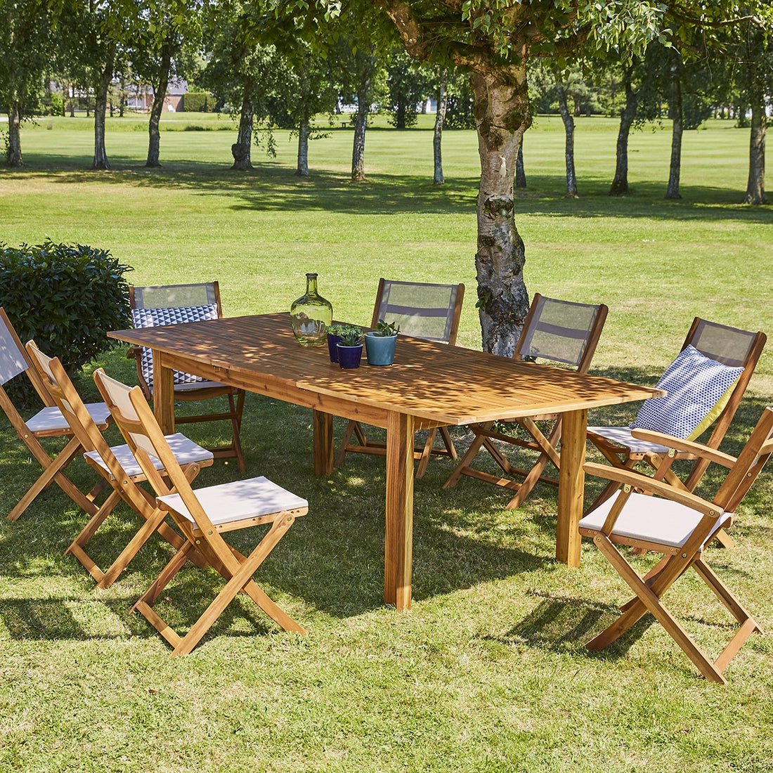 HANOÏ - Salon de jardin en acacia FSC® extensible 8/10 pers.