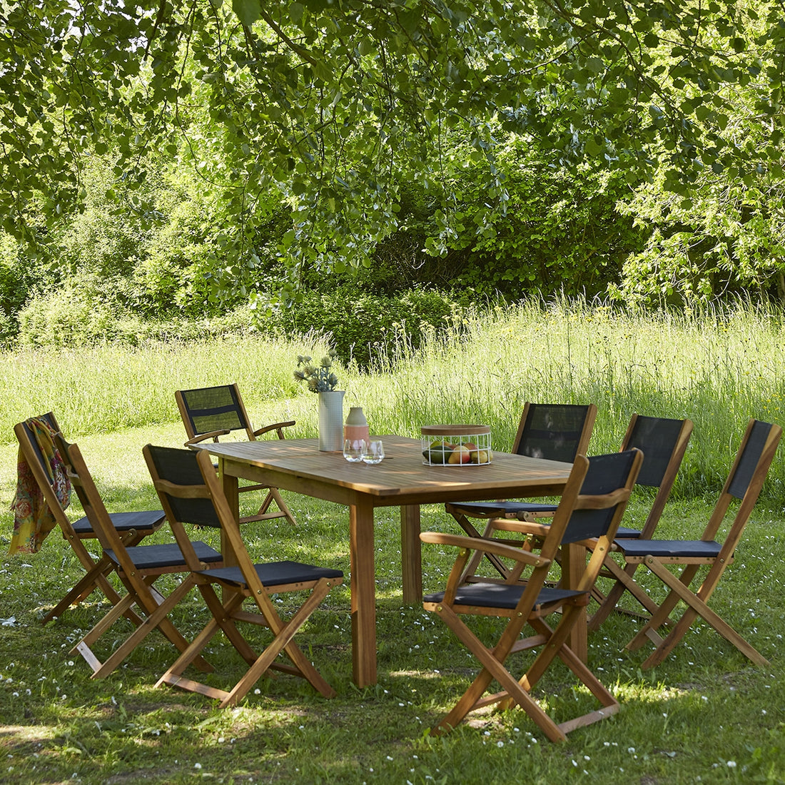 HANOÏ - Salon de jardin en acacia FSC® extensible 8/10 pers.