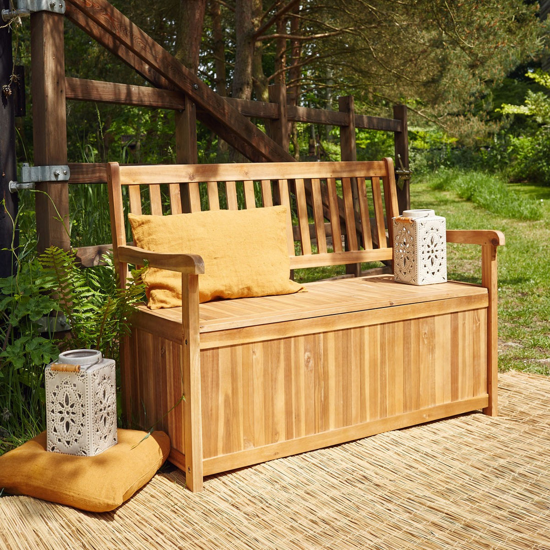 HANOÏ - Banc de jardin coffre en acacia massif FSC® 120 cm