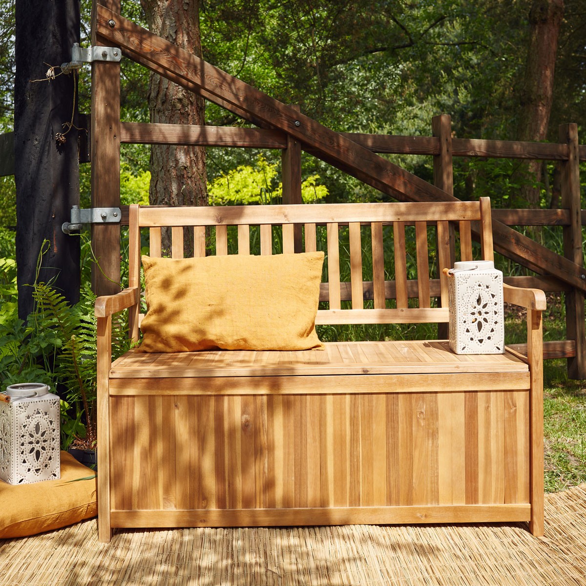 HANOÏ - Banc de jardin coffre en acacia massif FSC® 120 cm