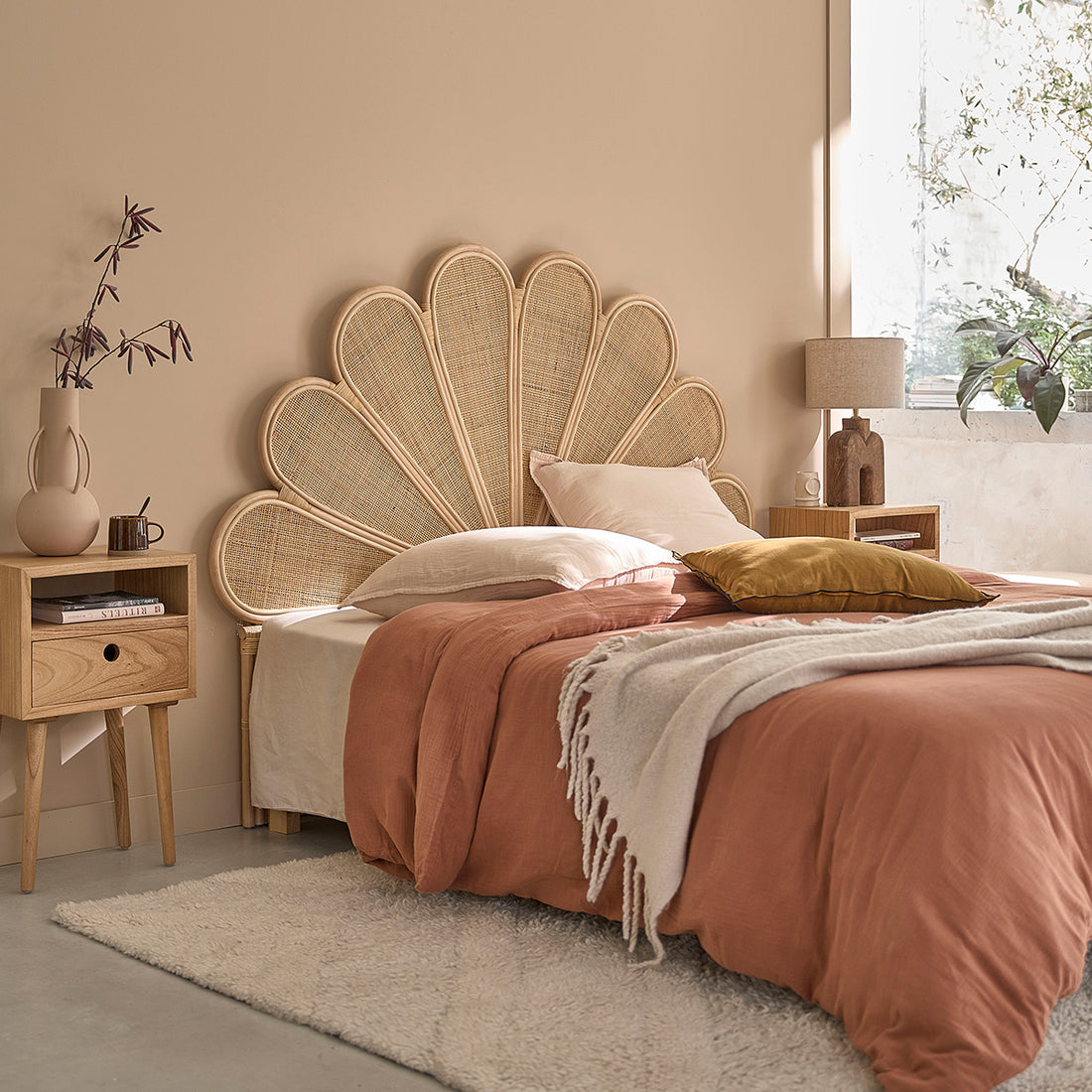 ROMY - Tête de lit rotin et cannage 160 cm