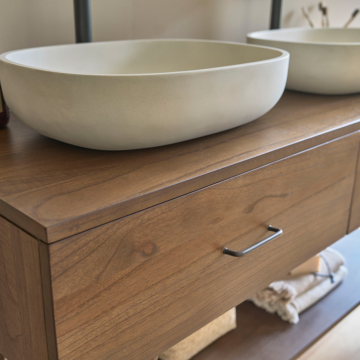 CALIXTE - Meuble de salle de bain en mindi massif 135 cm