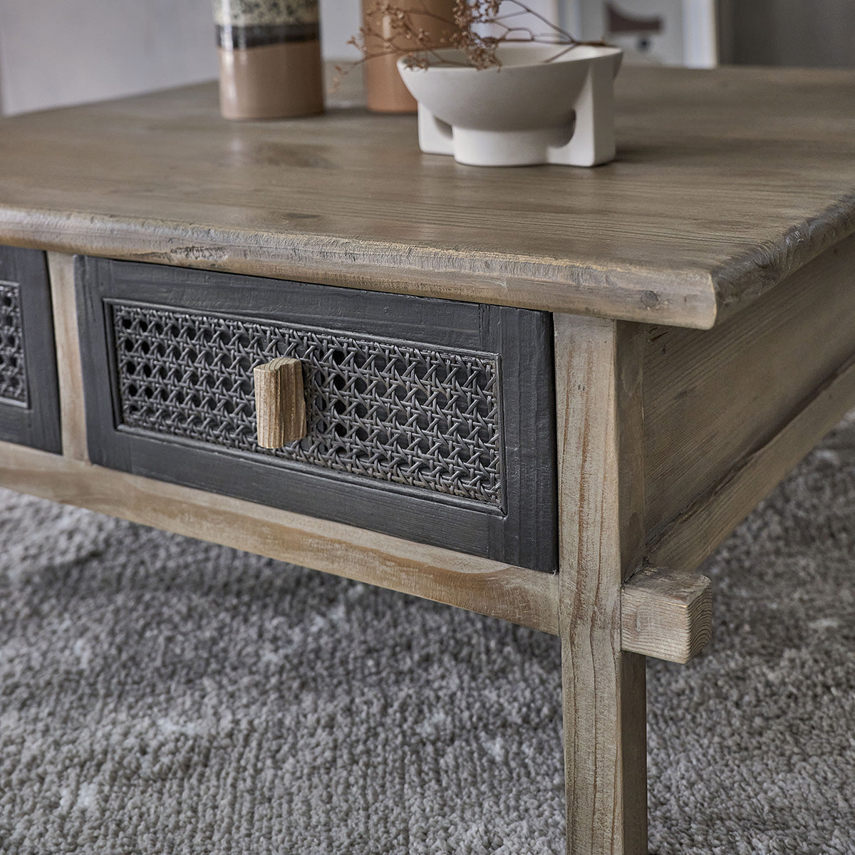 JUNKO - Table basse en bois recyclé massif 100 cm