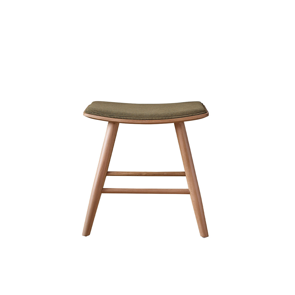 AMBRE - Tabouret en bois de teck assise velours côtelé 45 cm