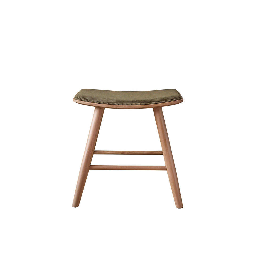 AMBRE - Tabouret en bois de teck assise velours côtelé 45 cm