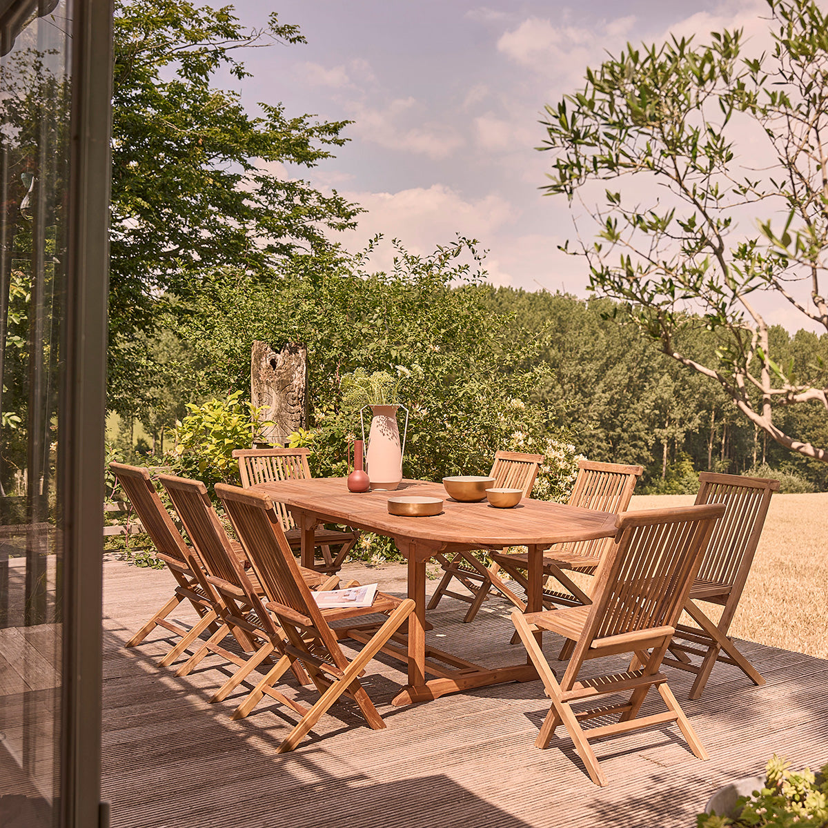 BALI - Table de jardin en teck huilé extensible ovale 8/10 pers.