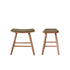 Lot de 2 tabourets de bar en bois de teck assise velours côtelé 45 cm