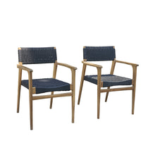 Fauteuil de jardin en teck massif et cordage noir (lot de 2)