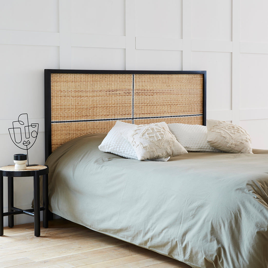 SOHO - Tête de lit en rotin et mindi massif 160 cm