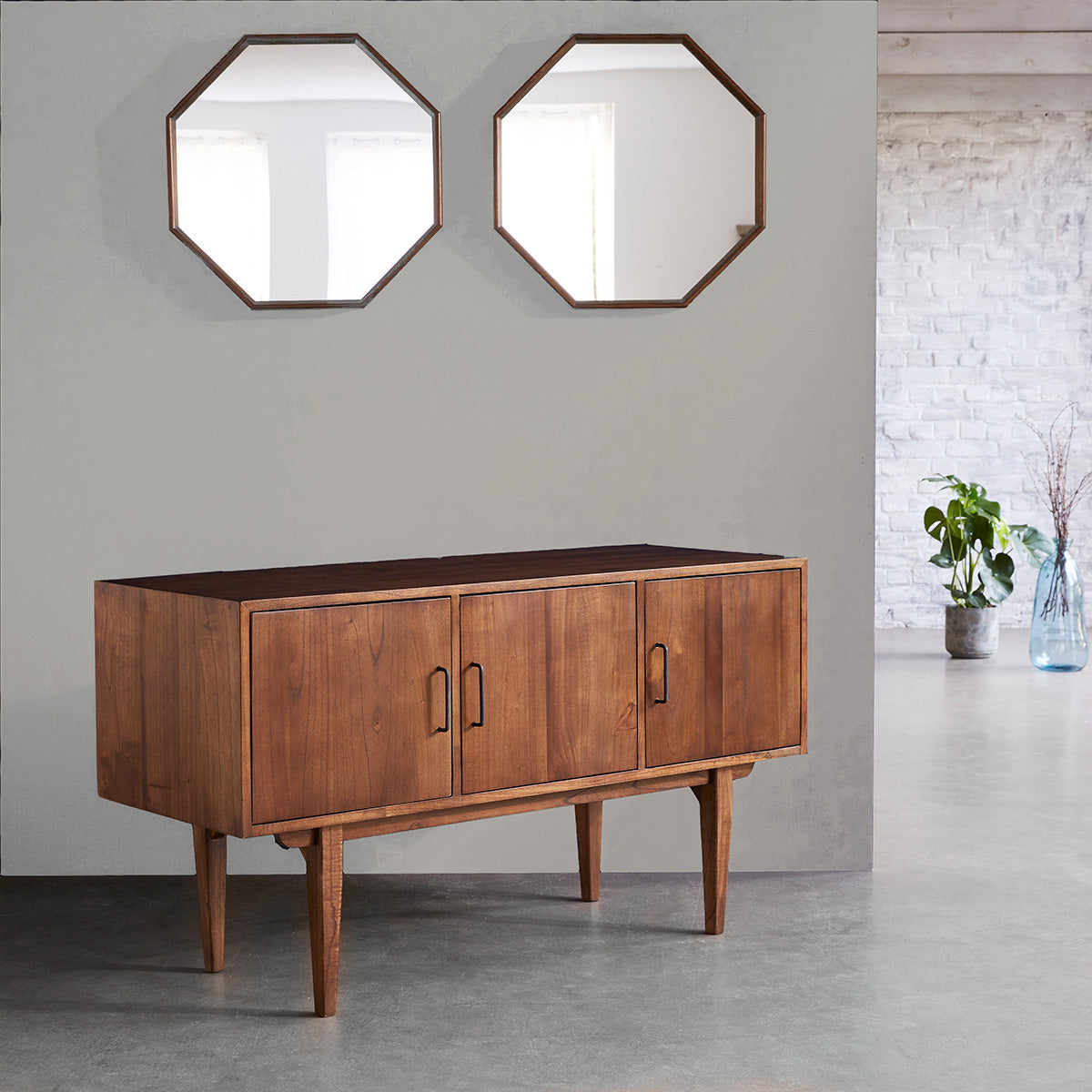 VINTAGE - Meuble de salle de bain en mindi massif 135 cm