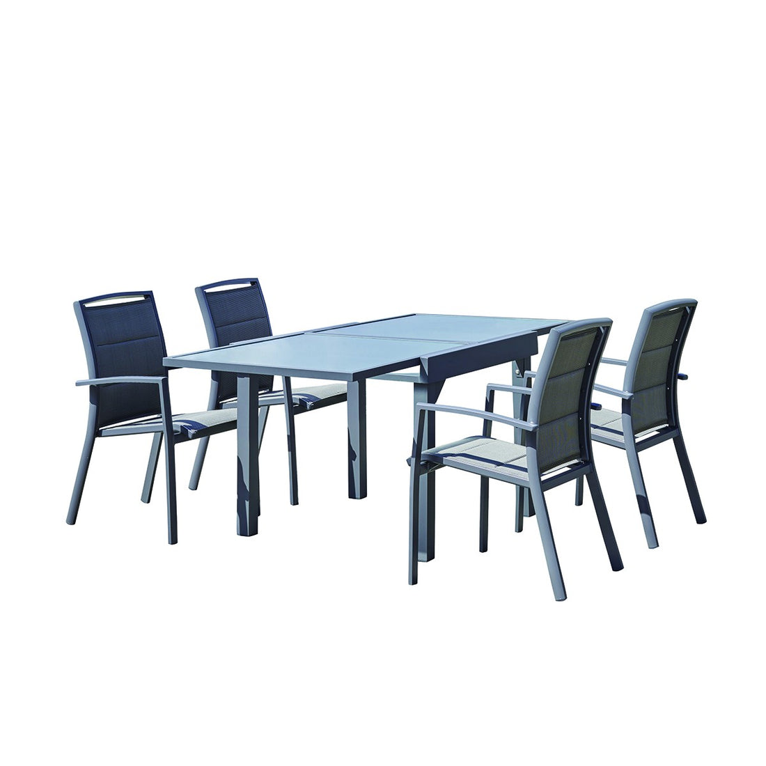 MODULO - Salon de jardin en aluminium gris extensible 4/8 pers.