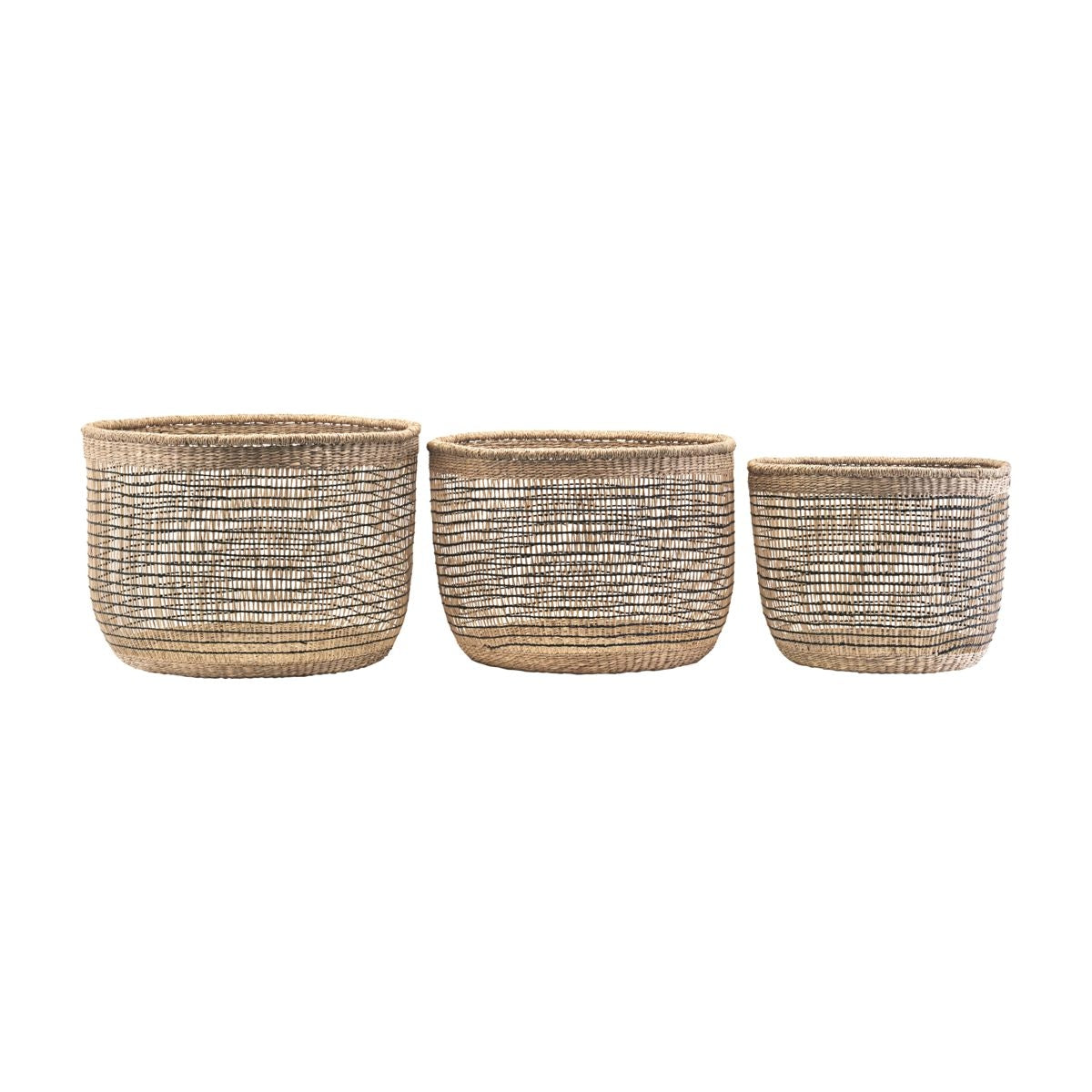 Lot de 3 paniers naturels et noirs