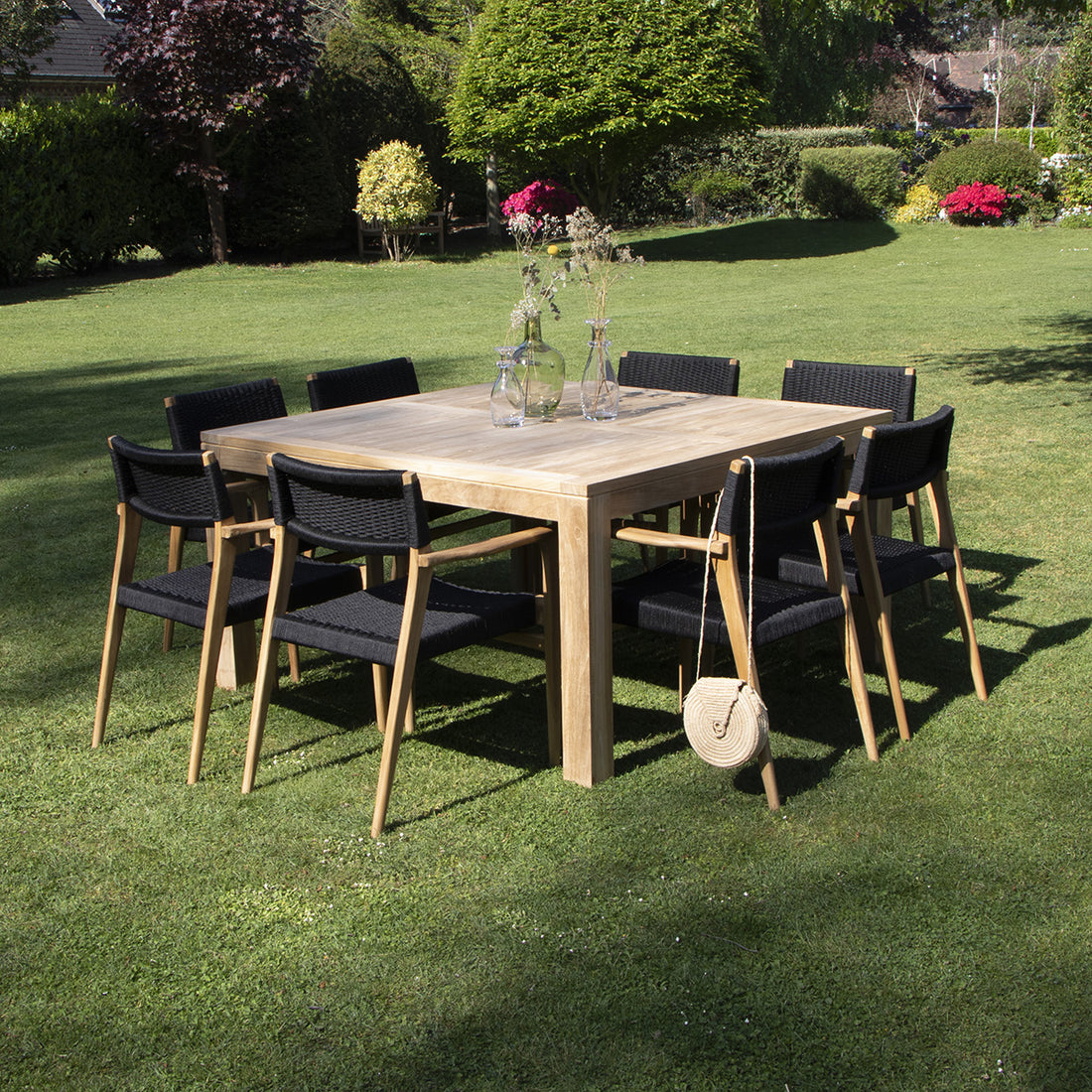 ESTHER - Salon de jardin en teck massif et cordage 8 pers.