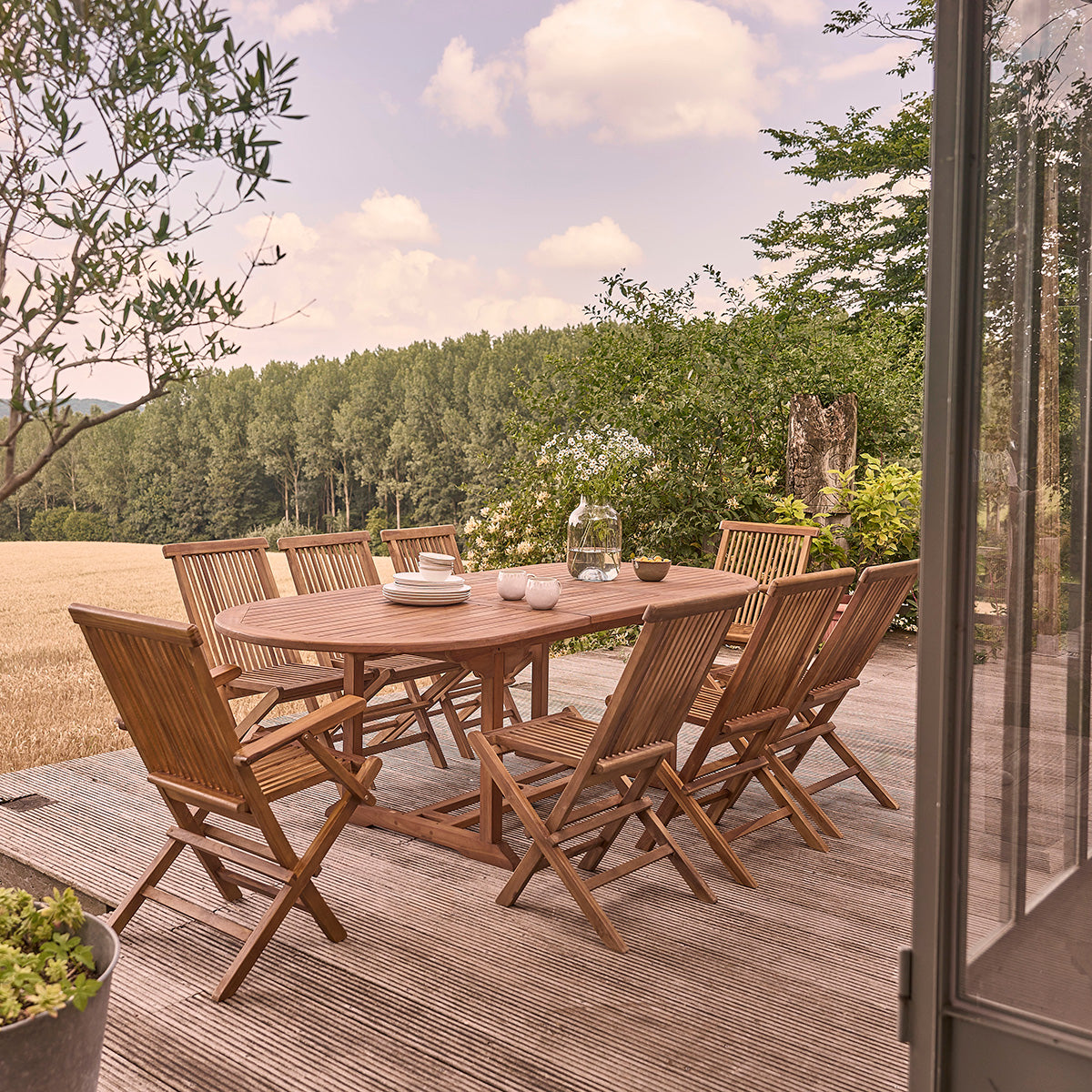 BALI - Fauteuil de jardin en teck huilé massif pliant (lot de 4)