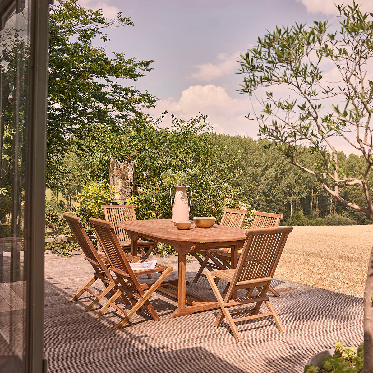 BALI - Salon de jardin en teck huilé massif extensible 8/10 pers.