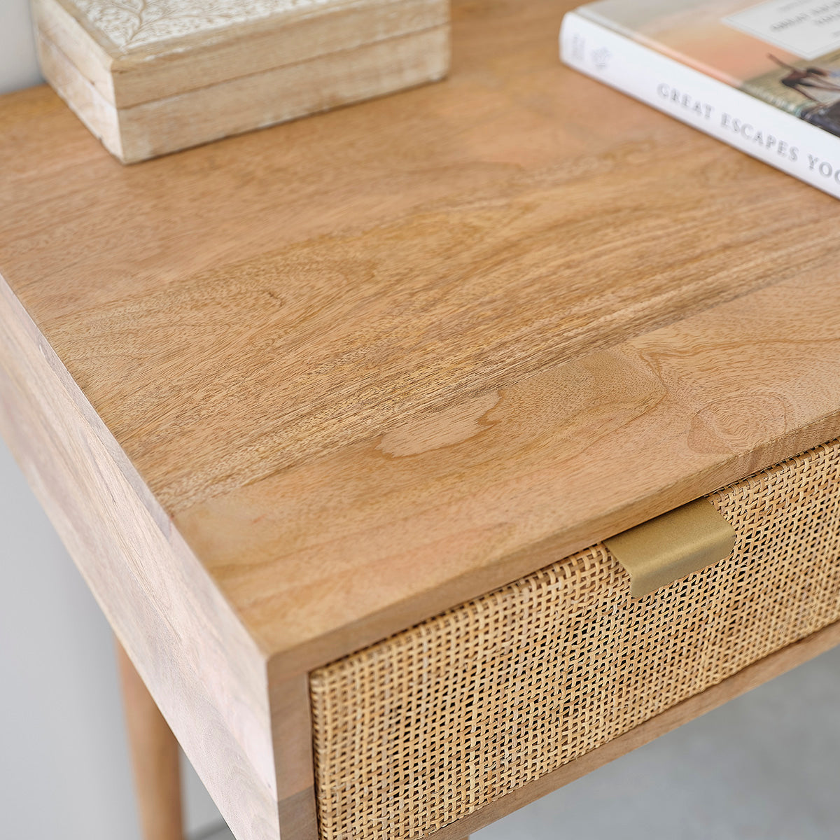 FELICIE - Bureau en manguier massif et cannage 120 cm