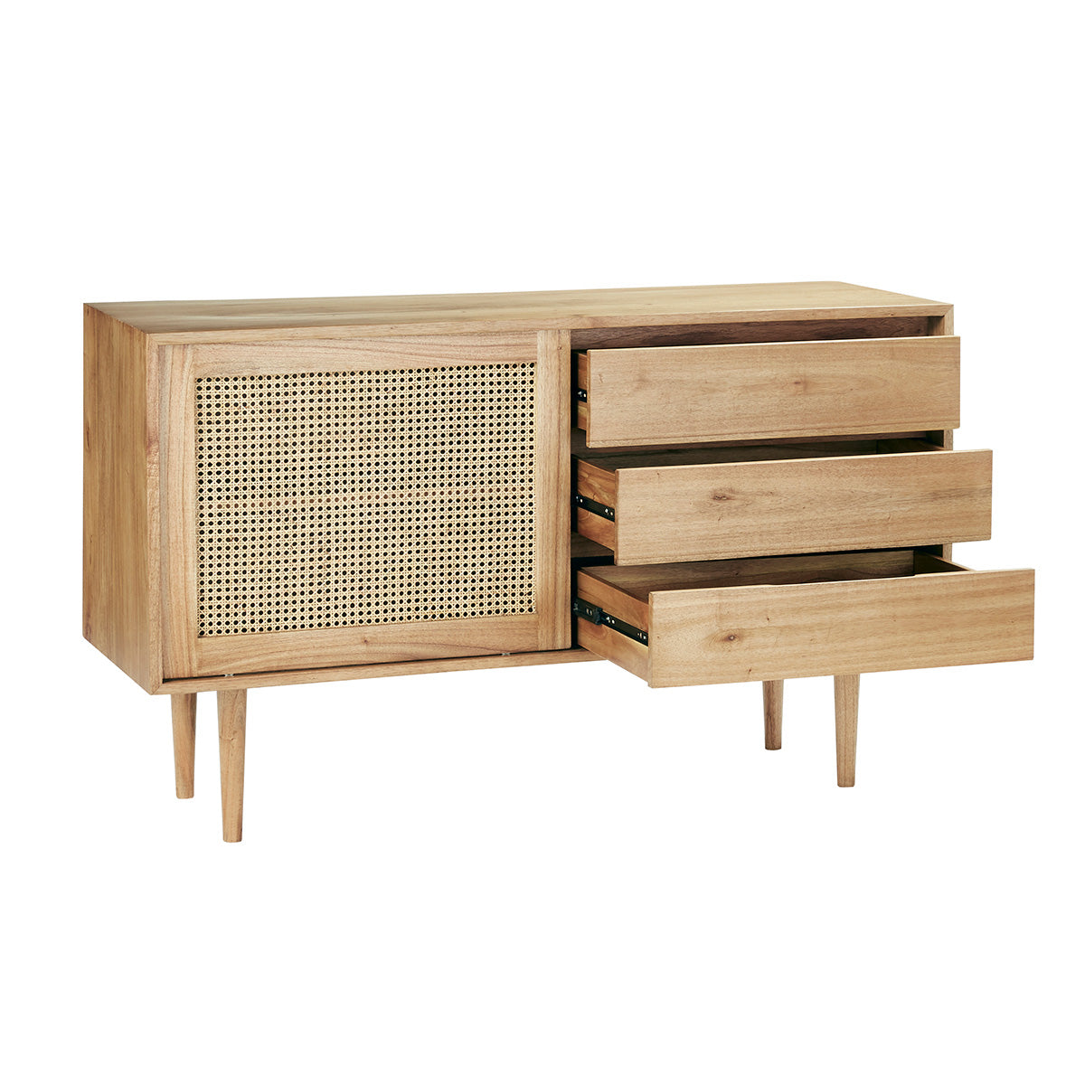 HANA - Buffet en mindi massif et cannage 135 cm