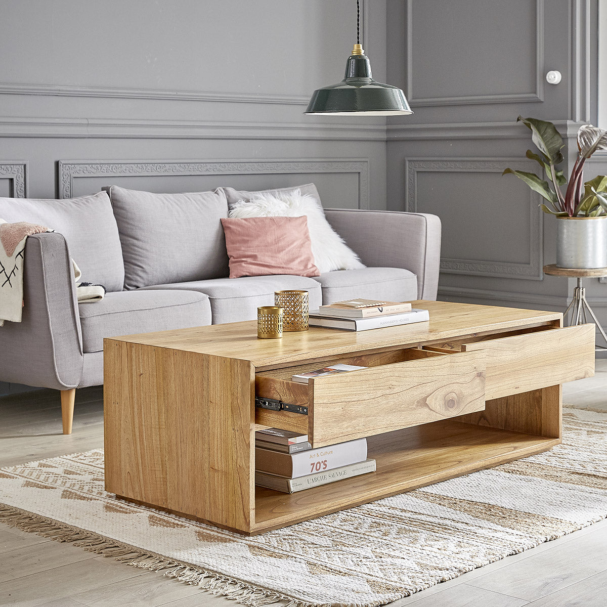 TILO - Table basse en mindi massif 140 cm