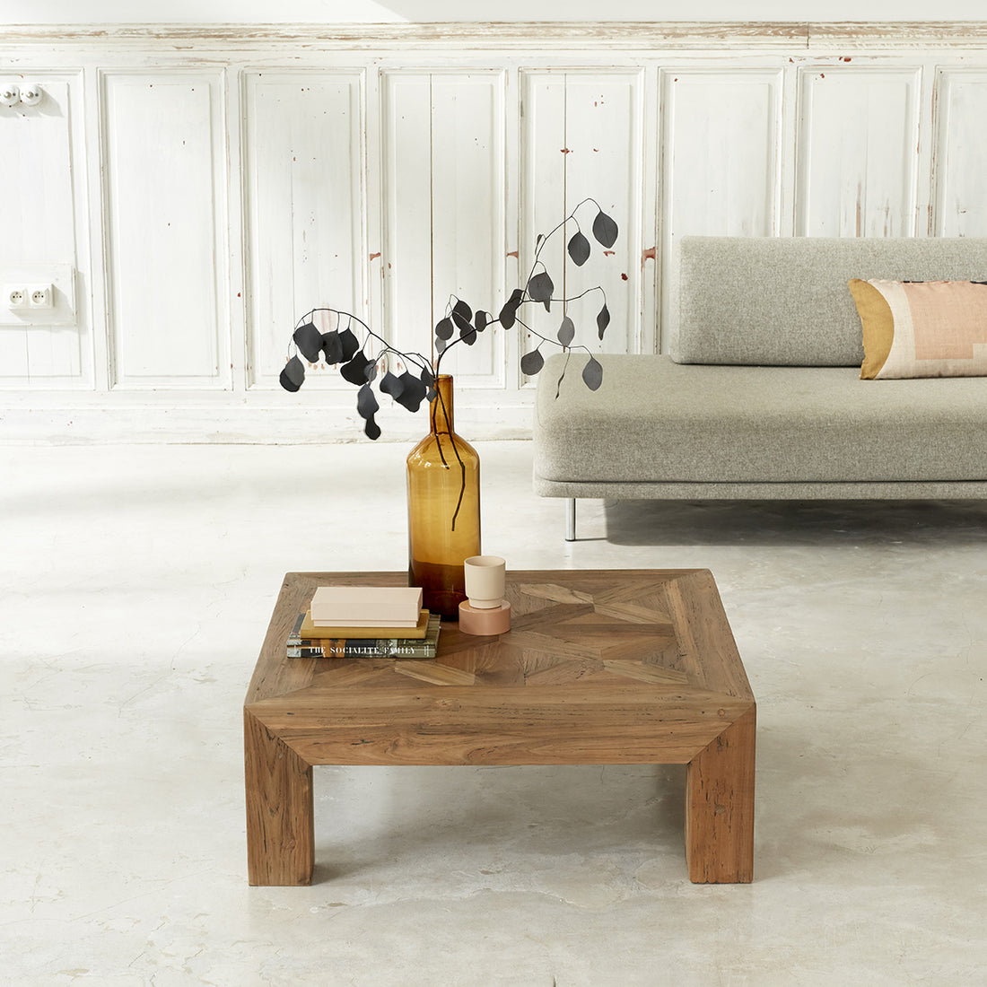 CARGO - Table basse en teck massif recyclé FSC® mixte 80 cm