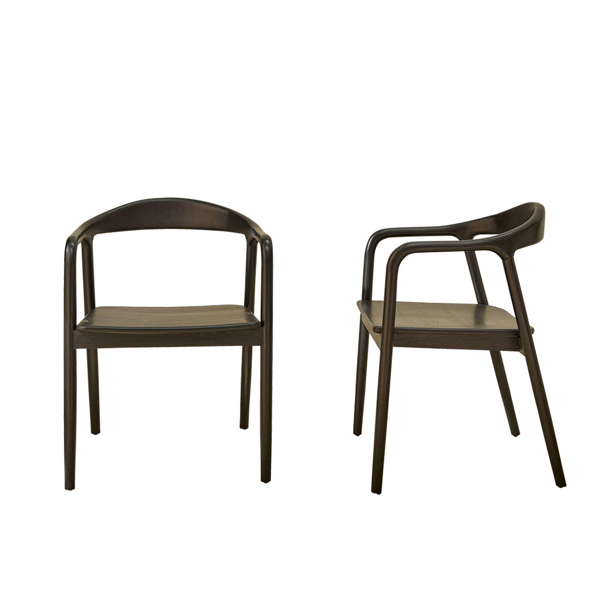 AMBRE - Lot de 2 chaises en teck massif noire