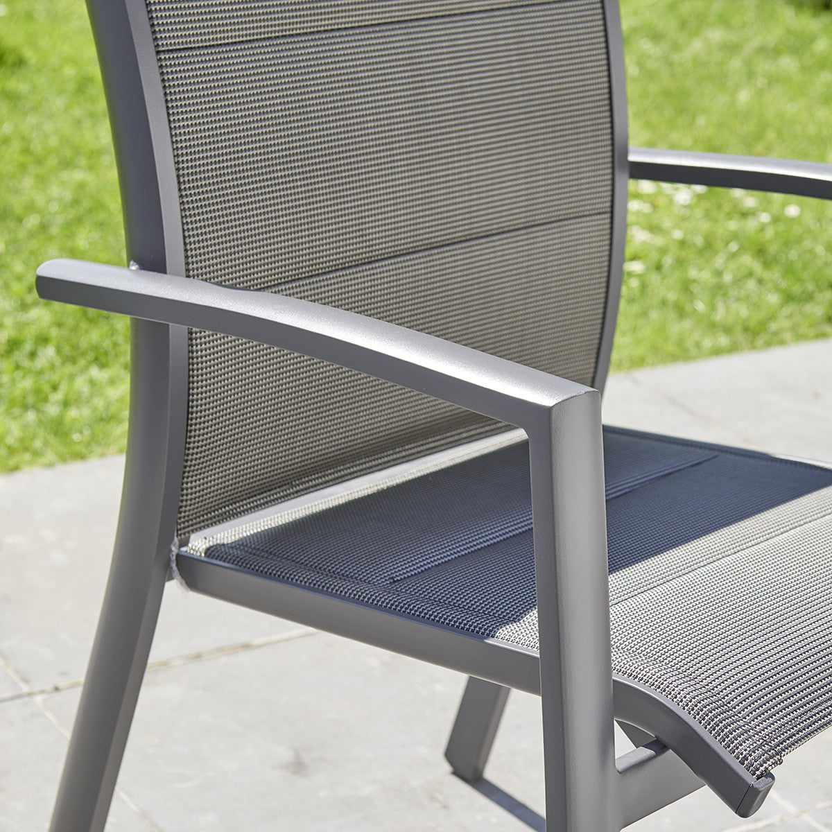 MODULO - Fauteuil de jardin en aluminium et textilène gris
