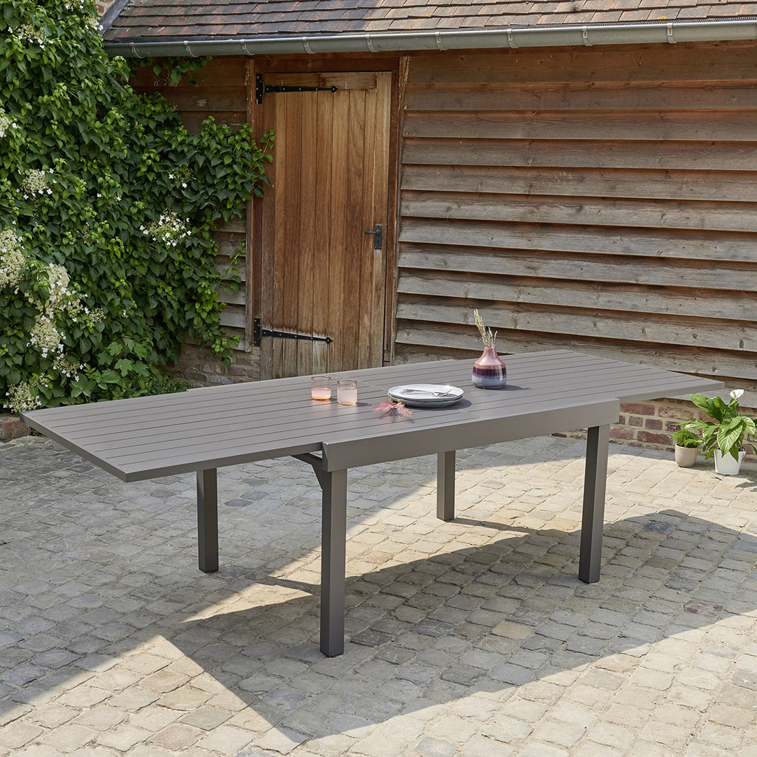 MODULO - Table de jardin en aluminium extensible gris 6/10 pers.