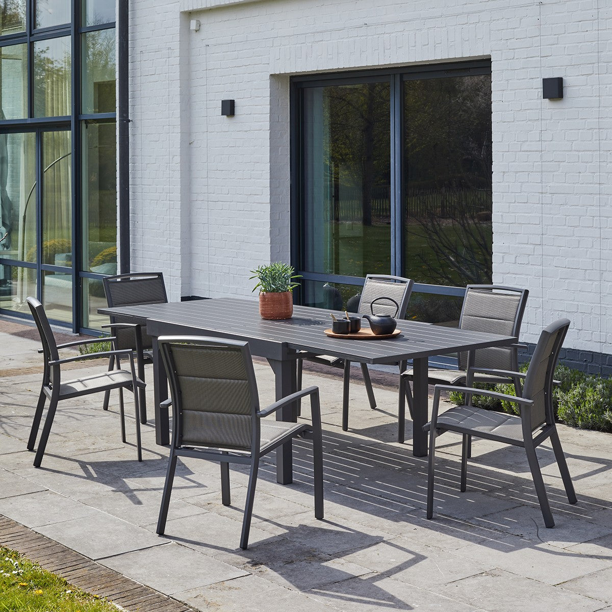 MODULO - Salon de jardin en aluminium extensible 6/10 pers.