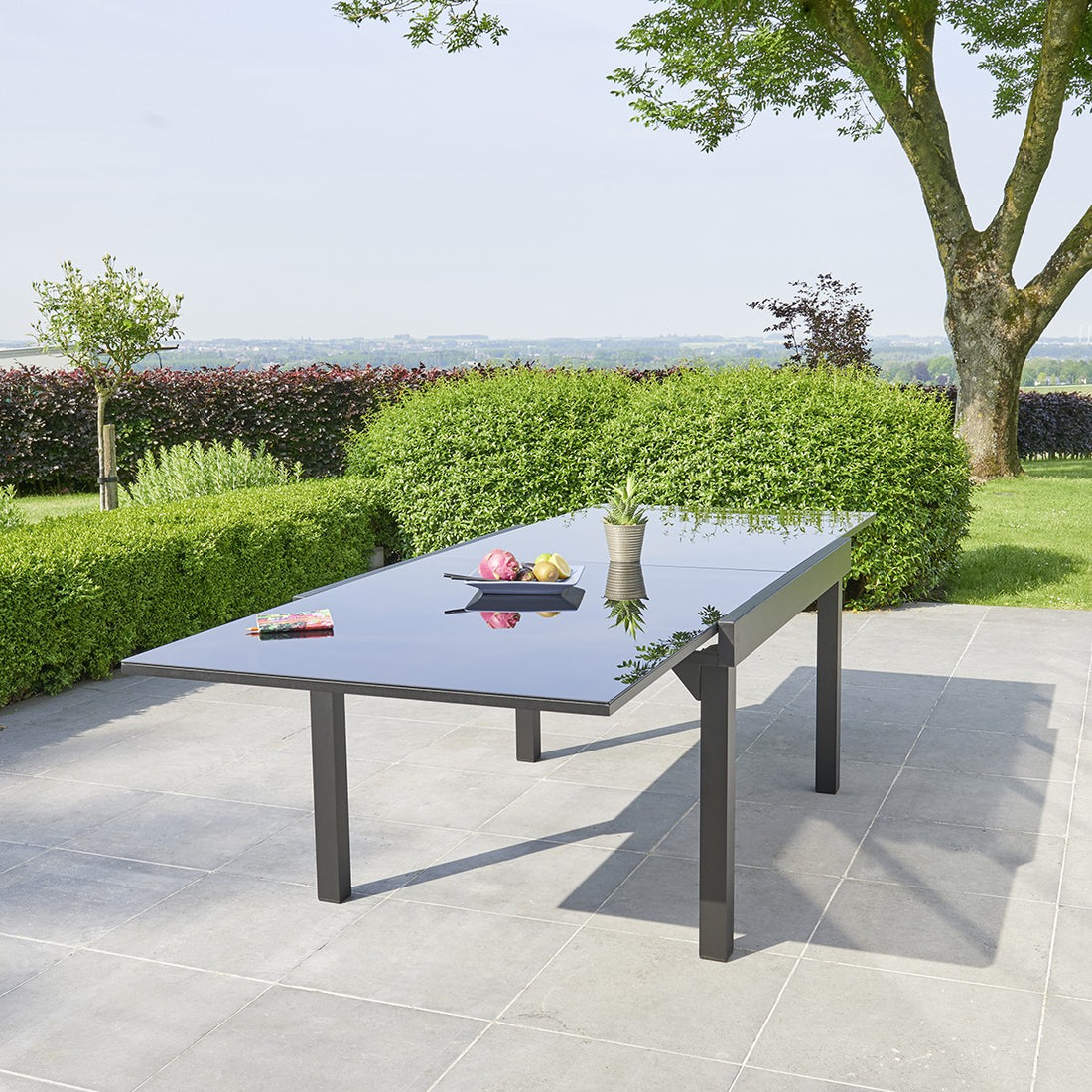 MODULO - Table de jardin en aluminium noir extensible 8/10 pers.