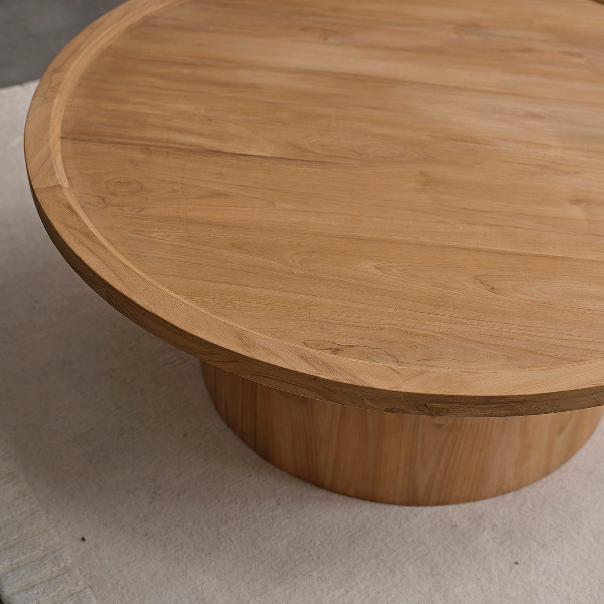 ALDO - Table basse ronde en teck massif Ø 100 cm