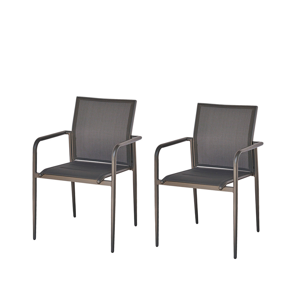 LAGON - Fauteuil en aluminium et textilène gris (lot de 2)