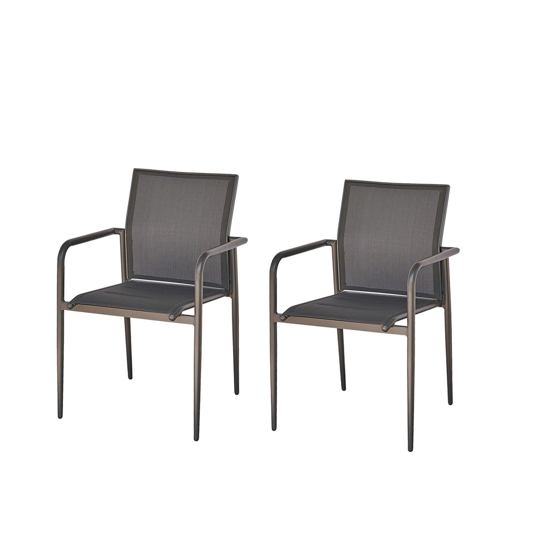 LAGON - Fauteuil en aluminium et textilène gris (lot de 2)
