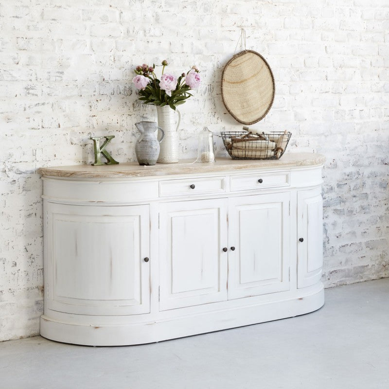 LONDRES - Buffet en acajou et teck massif 180 cm blanc