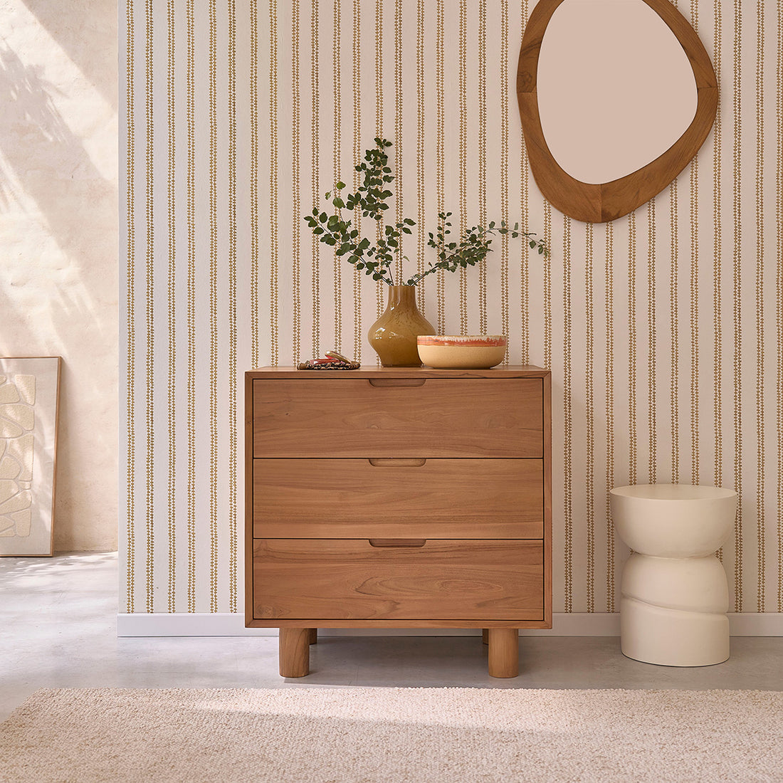 GUSTAVE - Commode en bois de teck 80 cm