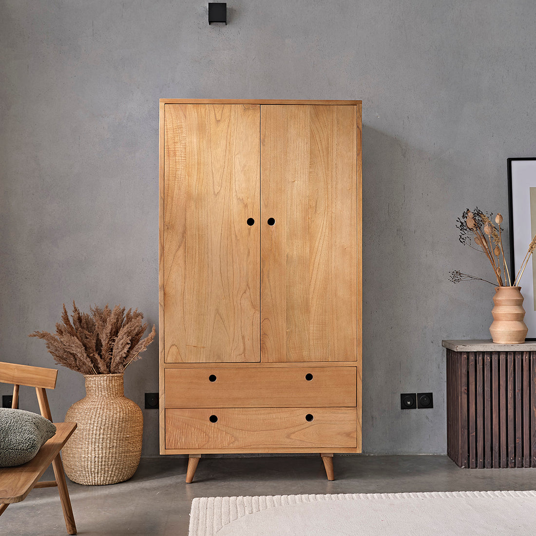 ESMEE - Armoire en mindi massif 190 cm