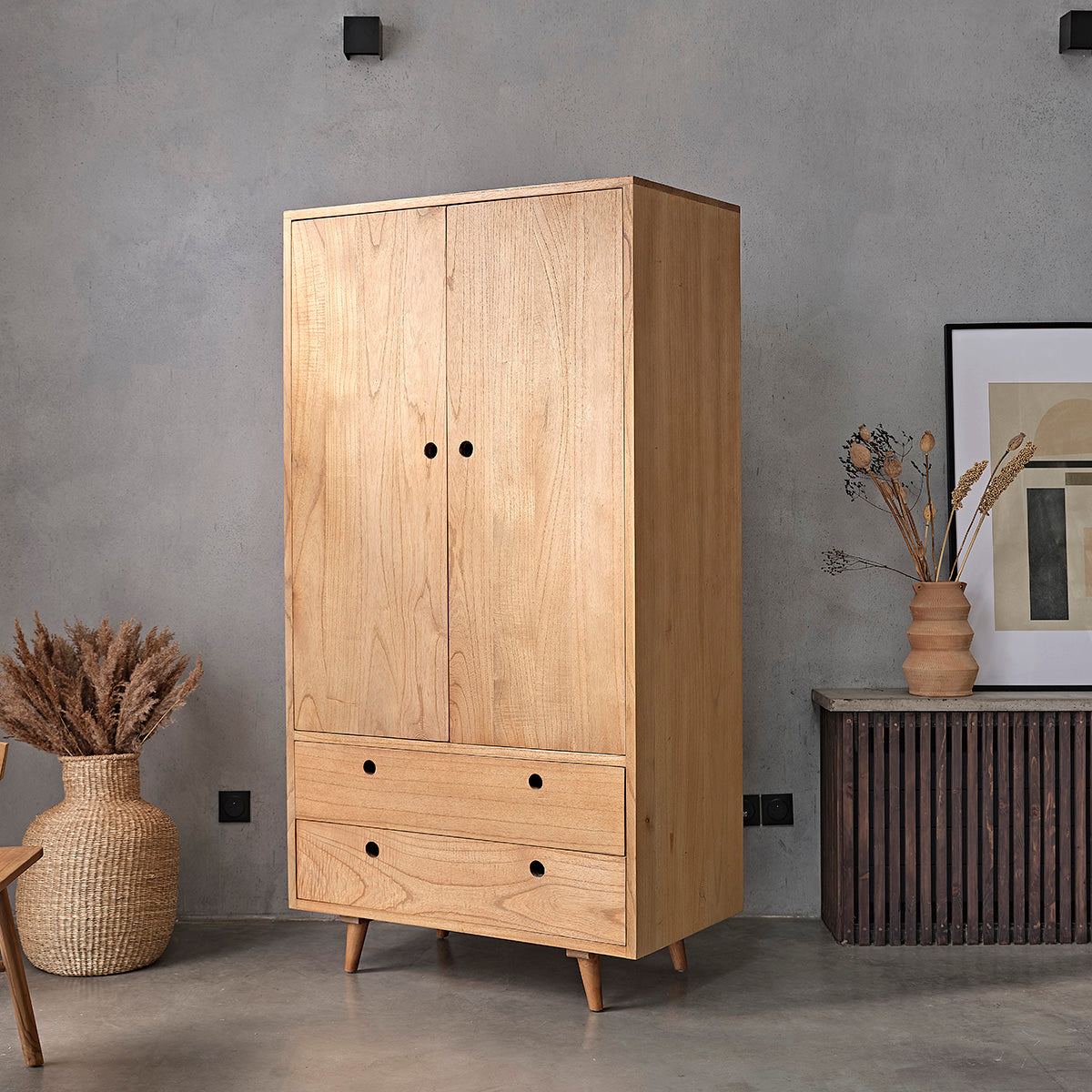 ESMEE - Armoire en mindi massif 190 cm