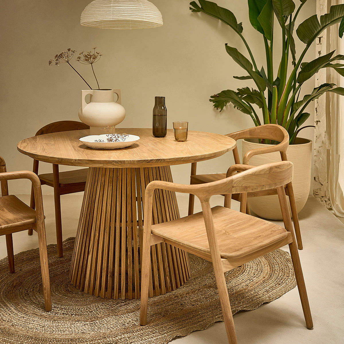 AMBRE - Lot de 2 chaises en teck massif