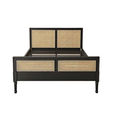 Lit en cannage et bois d'acajou 160 cm avec sommier