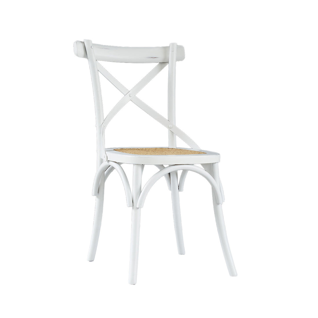 LONDRES - Chaise bistrot en acajou massif et rotin blanche