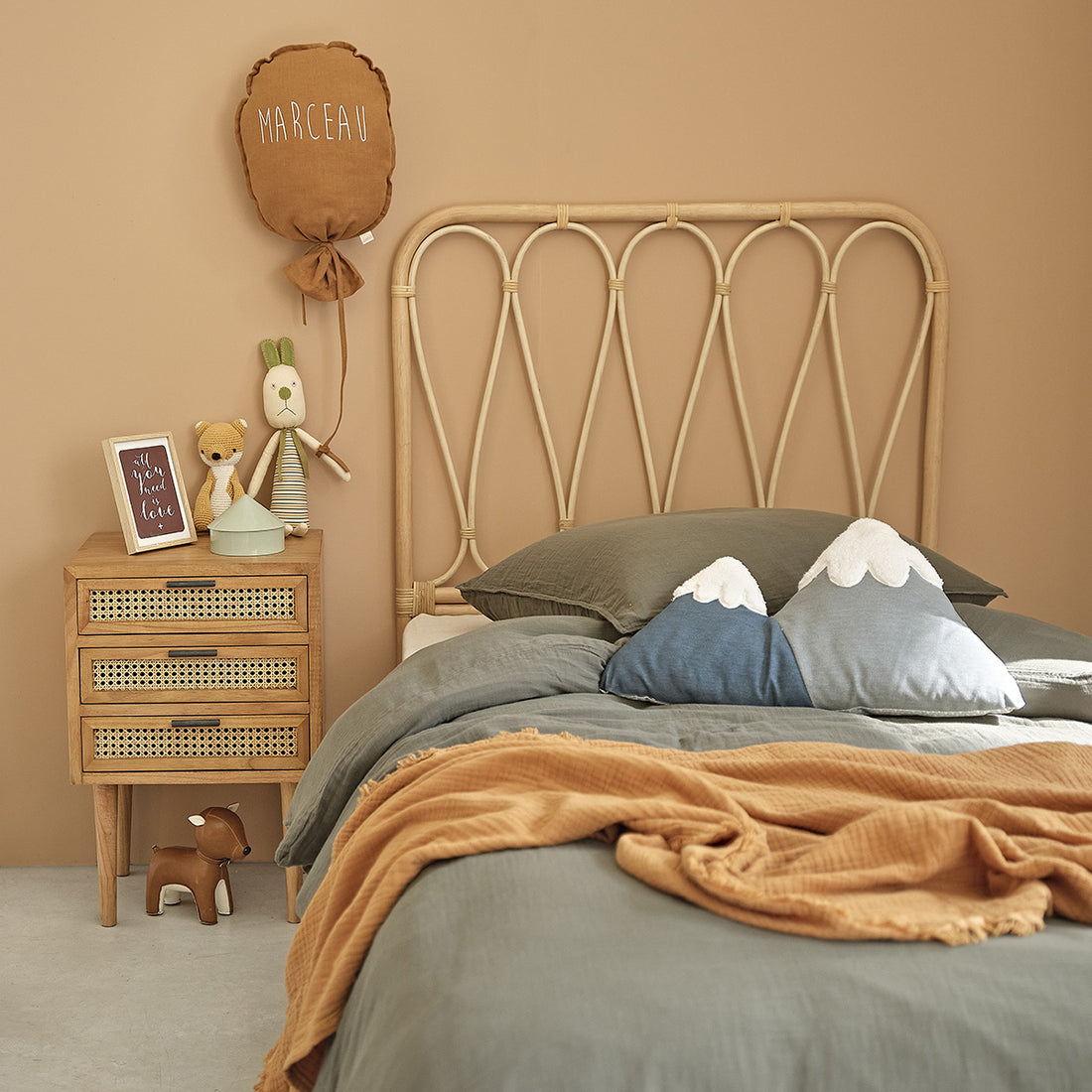 BOHO - Tête de lit enfant en rotin 90 cm