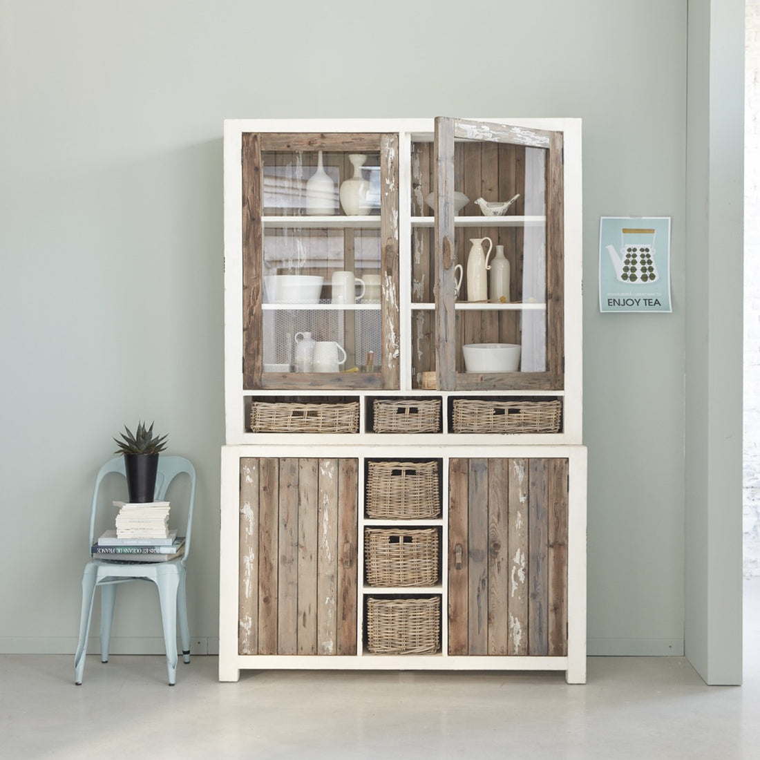 HONFLEUR - Vaisselier en bois recyclé massif 140 cm