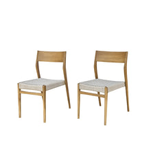 Chaise de jardin en teck massif et cordage beige (lot de 2)
